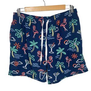 Chubbies The Neon Lights Swim Shorts Mens XL Lined Flamingo Cocktail Pockets 5.5